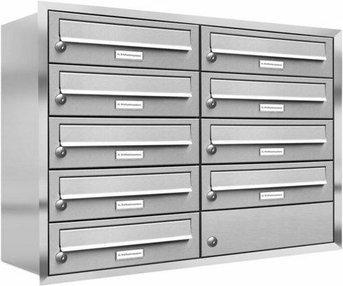 AL BRIEFKASTENSYSTEME Briefkasten, Parteien: 9, BxHxT: 80,6 x 61,5 x 27,5 cm - silberfarben