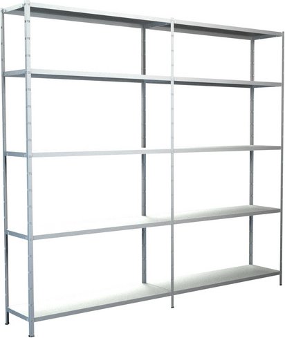 SCHULTE REGALWELT Grundregal mit Anbauregal, Metall, Weiß, 10 Fachböden - weiss