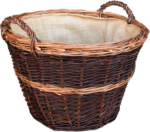 DOBAR Kaminholzkorb, rund, ØxH: 50 x 40 cm, Weide/Jute - braun