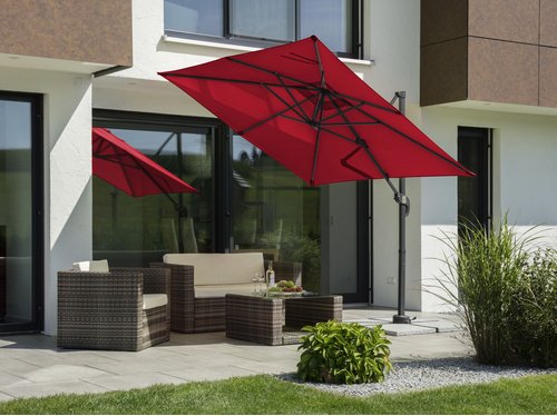 Thumbnail - SCHNEIDER SCHIRME Ampelschirm »Rhodos Junior«, BxL: 230 x 230cm, quadratisch, Sonnenschutzfaktor: 50+ - rot