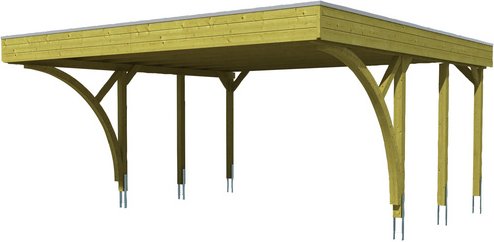 SKANHOLZ Carport »Friesland Set 8«, BxT: 557 x 555 cm, Firsthöhe: 254 cm, imprägniert - braun