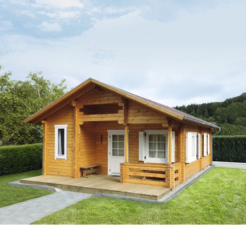 Thumbnail - WOLFF FINNHAUS Gartenhaus »Spessart«, Holz, BxHxT: 635 x 344 x 837 cm (Außenmaße inkl. Dachüberstand) - beige