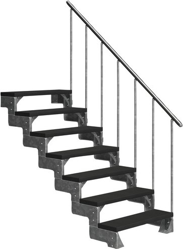 Thumbnail - DOLLE Außentreppe »Gardentop«, 7 Vollstufen, anthrazit, 126 cm Geschosshöhe - grau