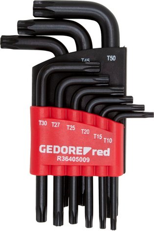 GEDORE red Winkelschraubendrehersatz, TX T10-50 9-teilig - schwarz