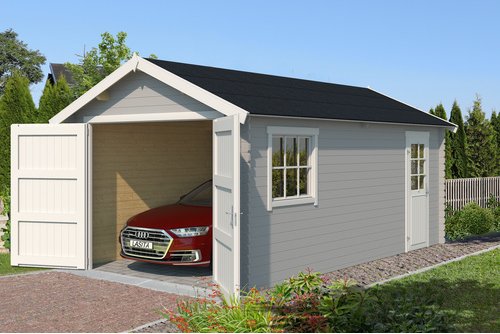 LASITA MAJA Garage »Dillon«, Außenmaße BxHxT: 339,9 cmx273,6 cmx580, holz - grau