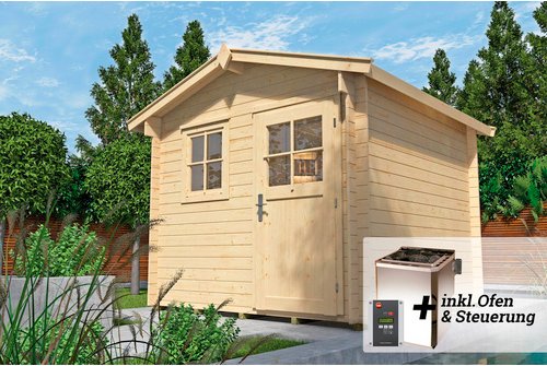 WEKA Saunahaus »MIKKELI«, BxHxT: 300 cm x 255 cm x 284 cm, mit Holztür - braun