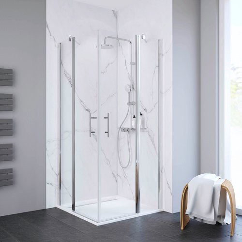 WELLWATER Eckeinstieg »Esperance«, mit Drehtür, BxH: 90 x 192 cm, Glas/Aluminium - silberfarben