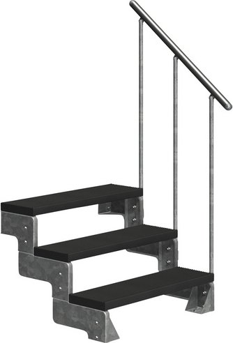 DOLLE Außentreppe »Gardentop«, 3 Vollstufen, anthrazit, 54 cm Geschosshöhe - grau