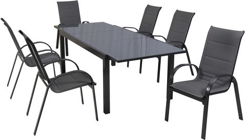 MERXX Gartenmöbel-Diningset »Amalfi«, 7 tlg., 4 Sitzplätze, Aluminium - grau