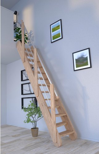 STARWOOD Raumspartreppe »Samos«, Eichenholz, 12 Stufen, max. Geschosshöhe 285 cm - braun