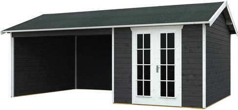 SKANHOLZ Gartenhaus »Tilburg«, Holz, BxHxT: 653 x 288 x 380 cm (Außenmaße inkl. Dachüberstand) - grau