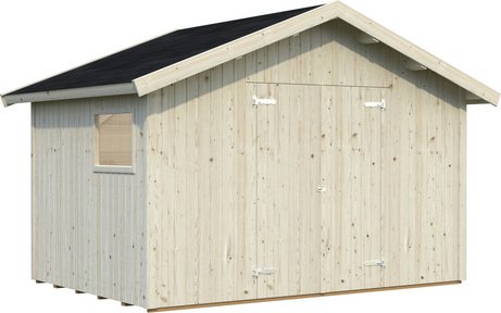 PALMAKO Gerätehaus »Nils«, Holz, BxHxT: 392 x 259 x 239 cm (Außenmaße inkl. Dachüberstand) - braun