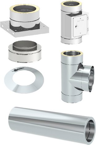 Thumbnail - Tecnovis Außenwandkamin-Grundset »Zitec-Eco«, Ø130 mm - silberfarben