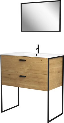 Marwell Badmöbel-Set, B: 80 cm, inkl. Armatur, Sanitärkeramik-Becken - beige