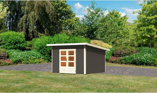 KARIBU Gartenhaus »Northeim 3«, Holz, BxHxT: 309 x 238 x 309 cm (Außenmaße inkl. Dachüberstand) - grau