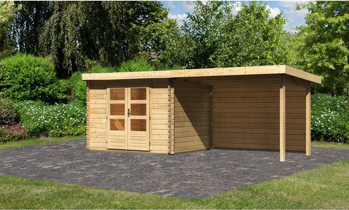 KARIBU Gartenhaus »Bastrup«, Holz, BxHxT: 579 x 217 x 237 cm (Außenmaße inkl. Dachüberstand) - beige