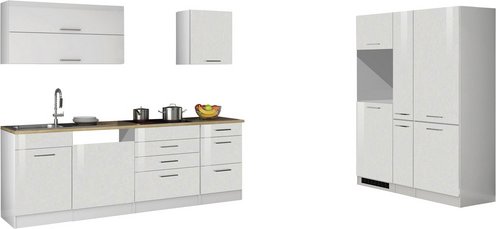 HELD MÖBEL Küchenzeile »Mailand«, ohne E-Geräte, Gesamtbreite: 390cm - weiss