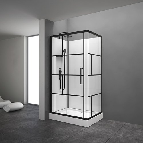 Marwell Komplettdusche »Bricks«, HxT: 225 x 80 cm - weiss | schwarz