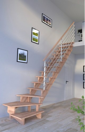 STARWOOD Systemtreppe »Lindos«, Buchenholz, 13 Stufen, max. Geschosshöhe 300 cm - braun