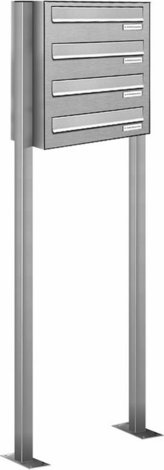 AL BRIEFKASTENSYSTEME Briefkasten, Parteien: 4, Zaundurchwurf, BxHxT: 46,5 x 150 x 27,5 cm - silberfarben