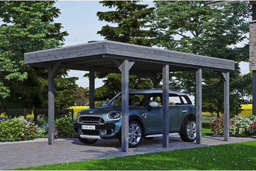 SKANHOLZ Carport »Friesland«, BxT: 314 x 555 cm, Firsthöhe: 241 cm, lasiert - grau