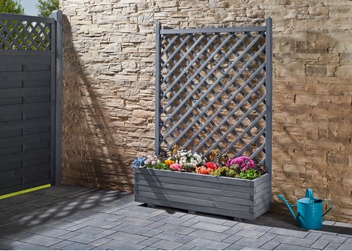 Mr. GARDENER Blumenkasten mit Rankgitter, BxH: 120 x 170 cm, grau, Holz