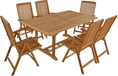 GARDEN PLEASURE Tischgruppe »SOLO«, 7-tlg., Braun, Holz