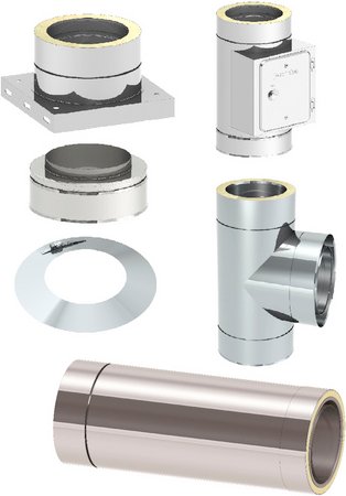 Tecnovis Außenwandkamin-Grundset »Zitec-Eco«, Ø130 mm - silberfarben