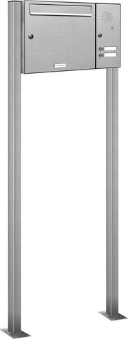 AL BRIEFKASTENSYSTEME Briefkasten, Parteien: 1, Freistehend, BxHxT: 61,1 x 150 x 11,6 cm - silberfarben