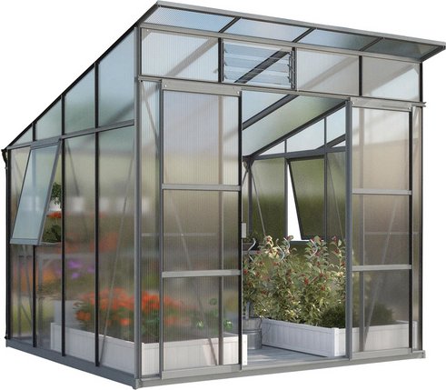 VITAVIA Gewächshaus »Freya«, 7,6 m², Kunststoff/Aluminium, winterfest - grau