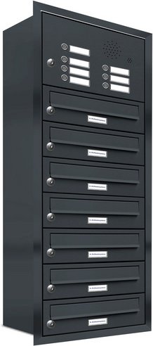 AL BRIEFKASTENSYSTEME Briefkasten, Parteien: 7, Unterputzmontage, BxHxT: 153,111 x 107,5 x 27,5 cm - grau