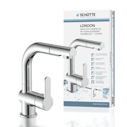 SCHÜTTE Waschtischarmatur »London«, Messing, glänzend, ⅜", inkl. Ablaufgarnitur - silberfarben