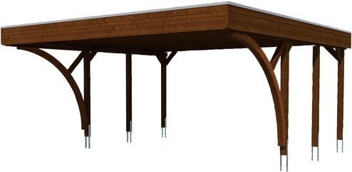 SKANHOLZ Carport »Friesland Set 8«, BxT: 557 x 555 cm, Firsthöhe: 254 cm, farbbehandelt - braun