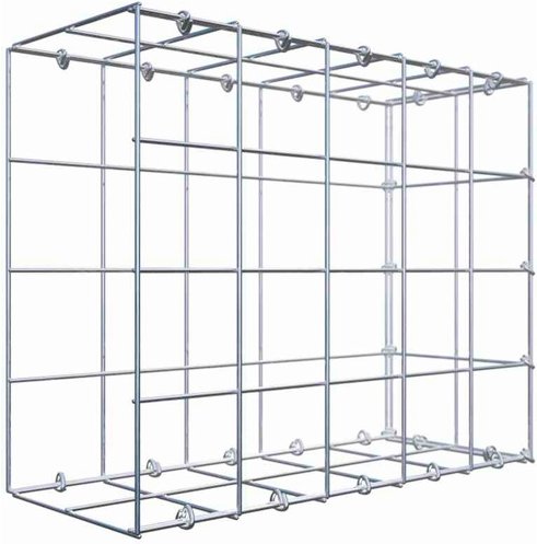 Thumbnail - Gabiona Gabione, silbergrau, Maschenweite 10 cm x 10 cm, C-Ring - silberfarben