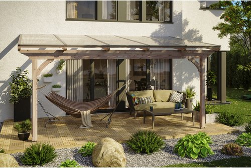 SKANHOLZ Terrassenüberdachung »Ravenna«, Breite: 541 cm, Dach: Polycarbonat (PC), braun