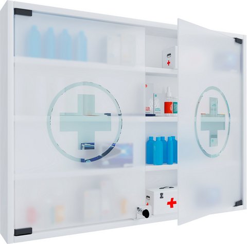 VCM Medizinschrank »Hustila L«, BxHxT: 80 x 60 x 10 cm - weiss