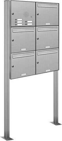 AL BRIEFKASTENSYSTEME Briefkasten, Parteien: 5, Freistehend, BxHxT: 153,418 x 170,0 x 11,6 cm - silberfarben