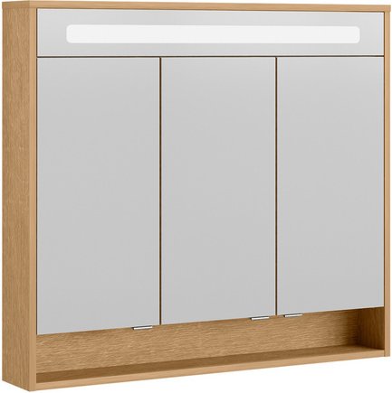 FACKELMANN Spiegelschrank »NATURA«, Asteiche, 3 Türen, LED ,BxHxT: 93,4 x 84 x 15,5 cm - grau