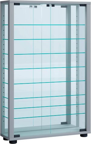 VCM Vitrine »Vitrosa«, mit LED-Beleuchtung, BxH: 59 x 91,3 cm, Holzwerkstoff/Glas - silberfarben
