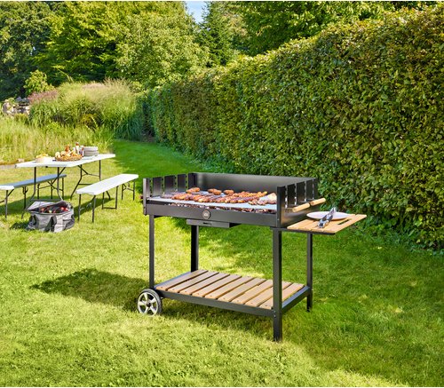 BBQ Hero Holzkohlegrill, Vereinsgrill Grillfläche 99x57,5 Edelstahl - schwarz