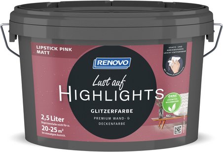RENOVO Innenfarbe, »Lust auf HIGHLIGHTS«, Lipstick Pink, matt, 2,5 l - rosa