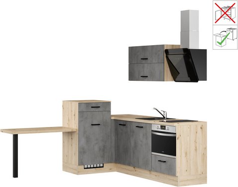 IMPULS Küchen Winkelküche »IP 1200«, ohne E-Geräte - silberfarben