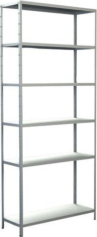 SCHULTE REGALWELT Grundregal, Metall, Weiß, 6 Fachböden - weiss