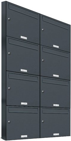 AL BRIEFKASTENSYSTEME Briefkasten, Parteien: 8, Aufputzmontage, BxHxT: 76,6 x 136,8 x 11,6 cm - grau
