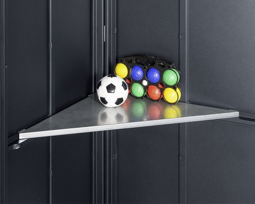 Ecostar Eckregal, BxL: 62,2 x 62,2 cm, Metall, für Gerätehaus - silberfarben