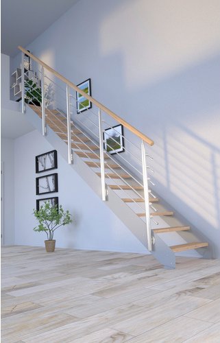 STARWOOD Systemtreppe »Kos«, Metall, 14 Stufen, max. Geschosshöhe 300 cm - braun
