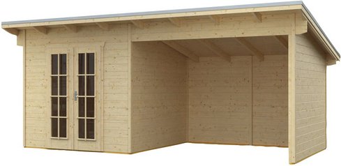 SKANHOLZ Gartenhaus »Texel«, Holz, BxHxT: 590 x 249,5 x 250 cm (Außenmaße inkl. Dachüberstand) - beige