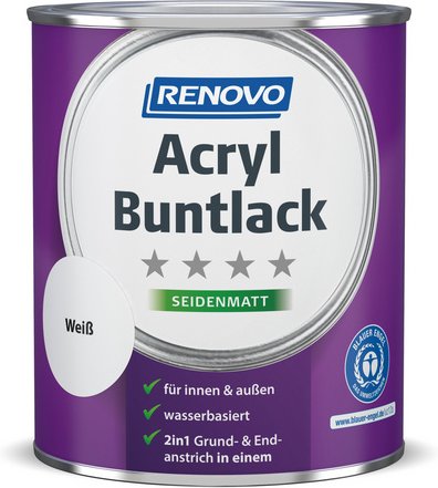 RENOVO Acryl-Buntlack, weiß, seidenmatt, 0,75l - weiss