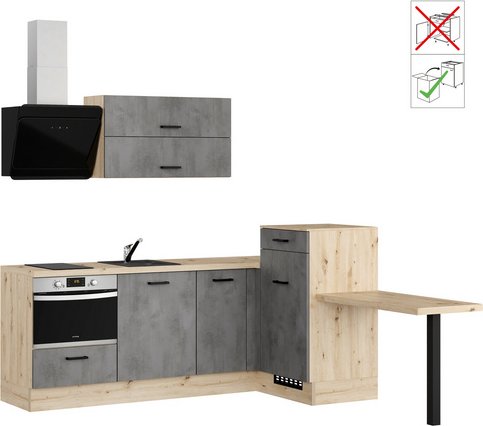 IMPULS Küchen Winkelküche »IP 1200«, ohne E-Geräte - silberfarben