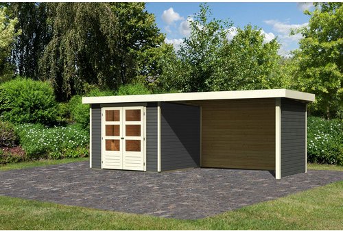KARIBU Gartenhaus »Askola«, Holz, BxHxT: 500 x 211 x 246 cm (Außenmaße inkl. Dachüberstand) - grau
